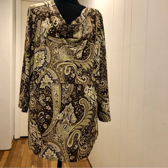 Vintage Paisley Floral Sequin cowl neck blouse, Gorgeous! 2X - Picture 3 of 8